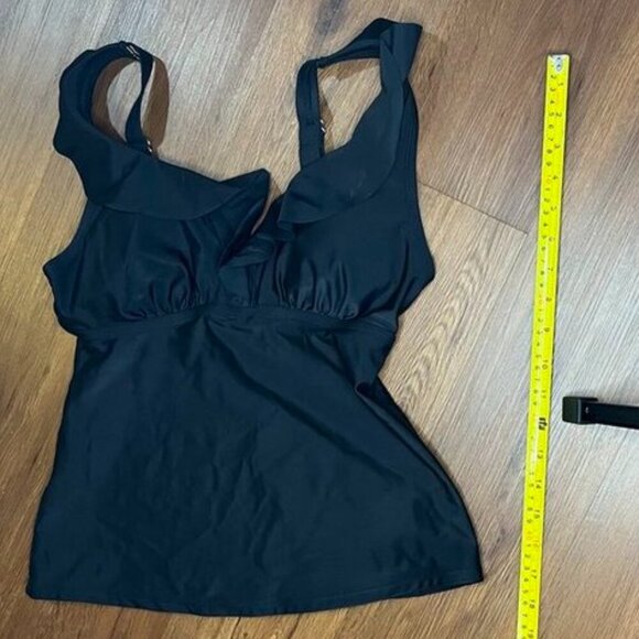 Time and Tru Ruffle One-Piece TOP ONLY – Black – Size Medium (8–10) – Gently Use - Picture 6 of 7